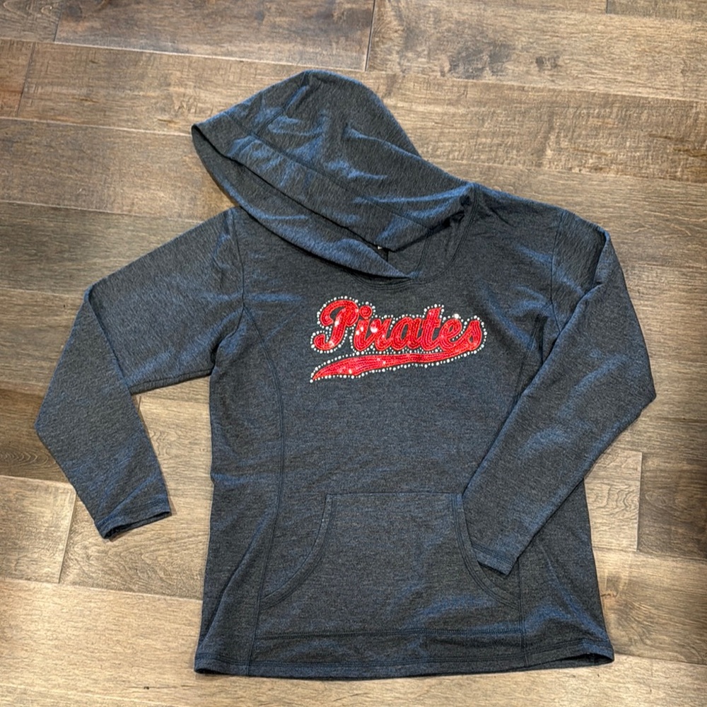 Gray Hoodie with Red Embroidery